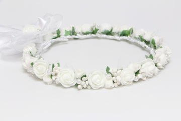 Wianek komunijny dla dziewczynki wianek biały ROSE