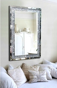 prostokątne lustro glamour z kryształkami 120x80 ścienne premium luksusowe
