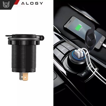 Ładowarka samochodowa zasilacz do auta 18W 2x USB QC 3.0 3A mała woltomierz