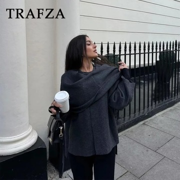 TRAFZA 2023 Autumn Winter Women Casual Knitted Jac