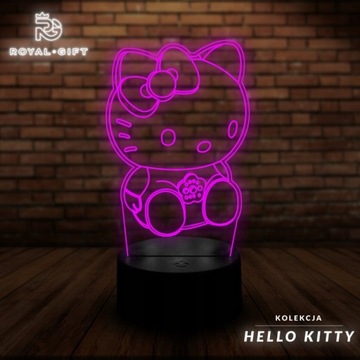 Lampka Nocna Hello Kitty Hologram LED Kolory RGB