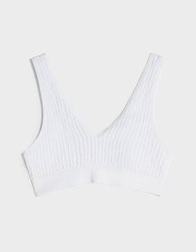 Белый фактурный укороченный топ Bershka S