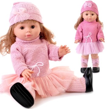 Modna Twarda Lalka Interaktywna 40cm Mówi Śpiewa 2 Stroje Różowa Edu&Fun