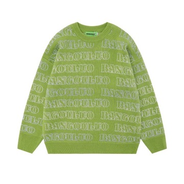Letter Jacquard Sweater Men Loose Comfortable High