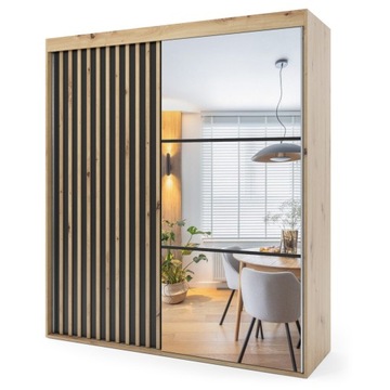 Szafa przesuwna dwudrzwiowa z lamelami - SYCYLIA 200 x 205 cm, 18 mm
