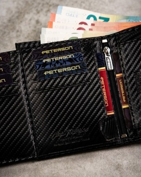 PETERSON portfel skórzany męski zapinany z RFID