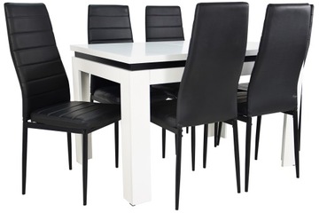 BIAŁY stół ROZKŁADANY 6 krzeseł DO JADALNI SALONU