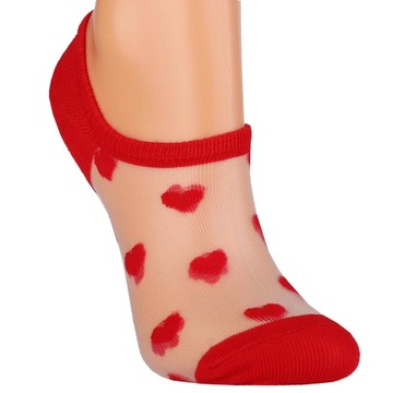 4x Ponožky Dámske Členkové Ponožky Transparentné Srdce Valentín MORAJ 35-38