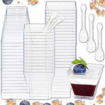 КОНТЕЙНЕРЫ ДЛЯ КРУЖЕК ДЛЯ ЗАКУСОК ДЕСЕРТОВ 60МЛ 50ШТ КВАДРАТНЫЙ КОНТЕЙНЕР ДЛЯ ДЕСЕРТА