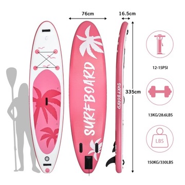 SUP доска, надувная PADDLE BOARD PADDLE KAYAK ДЛЯ ПЛАВАНИЯ 335 СМ