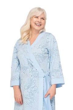 SZLAFROK DAMSKI L NIEBIESKI ELEGANCKI DŁUGI BŁĘKITNY PODOMKA BAWEŁNA BABCI