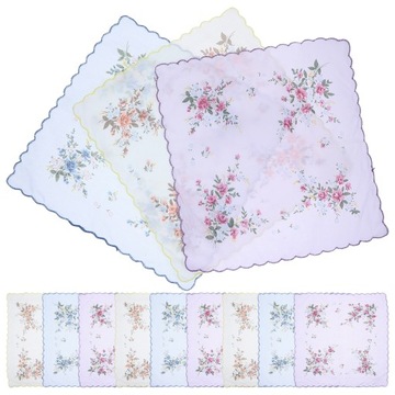 CHUSTECZKI DO NOSÓW DAMSKIE CHUSTECZKI DO NOSÓW BAWEŁNIANE CHUSTECZKI DO NOSÓW Z NADRUKIEM 12 SZT.