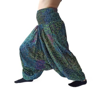 Szarawary spodnie cienkie alladynki joga morskie