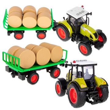 DUŻY TRAKTOR PRZYCZEPA DO TRANSPORTU SIANA 6 bel DLA DZIECI CIĄGNIK