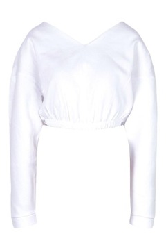 BOOHOO WTJ KRÓTKA BLUZA DAMSKA BIAŁA Z RĘKAWAMI M
