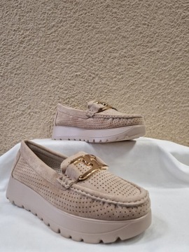 ТУФЛИ БЕЖЕВЫЕ ЗАМШЕВЫЕ МОКАСИНЫ GOODIN Размер 38