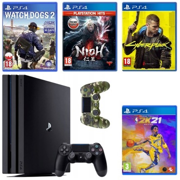 MEGAZESTAW PlayStation 4 PS4 PRO 1TB + 2 Pady Sony + 4 GRY