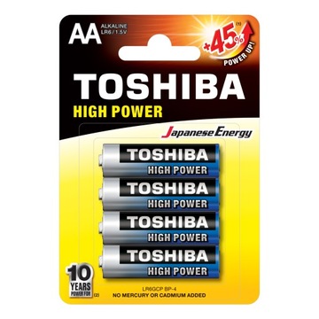 4x Baterie Alkaliczne TOSHIBA PALUSZKI LR6 AA