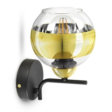 Lampa Ścienna Kinkiet Czarny Złoty GLASS K1 LED