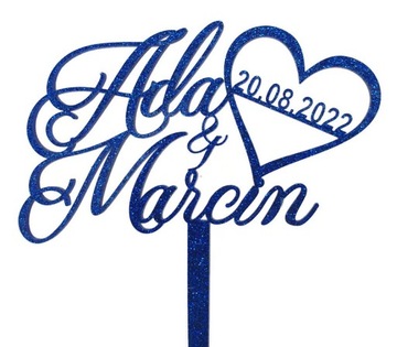 Имена и дата на свадебном торте в цветах свадьбы