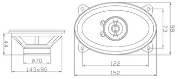 Комплект двухполосных автомобильных динамиков x2 4x6 дюймов