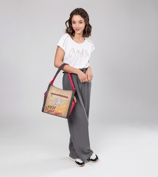 Anekke duża torebka do ręki i na ramię Brelok shopper Hollywood Fashion