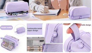 фиолетовый ШКОЛА Пенал с четырьмя отделениями, многофункциональный, вместительный