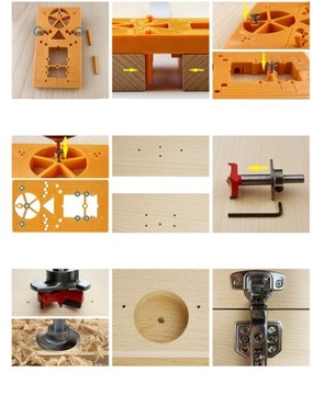 Комплект для установки петли с маркером шаблона, сверло, резак, мебельная петля