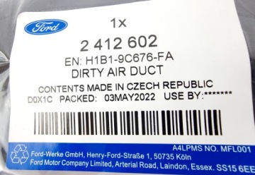ТРУБА ВОЗДУШНОГО ПРИЕМНИКА (УГОЛОК) FORD FIESTA MK8 2017-