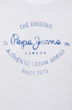 PEPE JEANS BIAŁY KLASYCZNY T-SHIRT LOGO 1O2 NH4__S