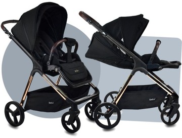 КОЛЯСКА 2В1 IBEBE ICE 02 ЧЕРНАЯ И МЕГА АКСЕССУАРЫ