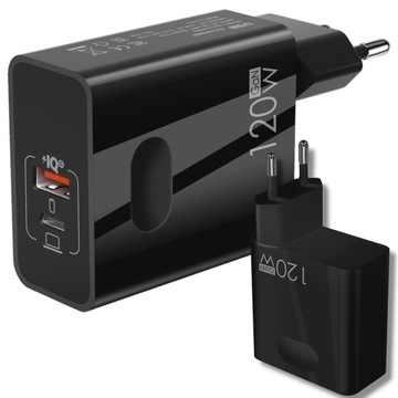 ŁADOWARKA USB C SIECIOWA BARDZO SZYBKA GAN 120W PD QC ZASILACZ KOSTKA FAST