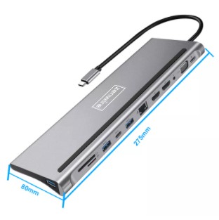 ДОК-СТАНЦИЯ-концентратор USB-C 12в1 RJ45 2x HDMI 4K M1