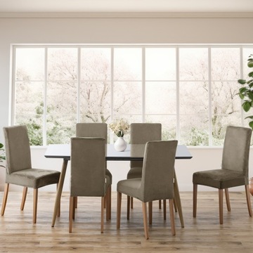 RESTILO Чехол на стул, 6 шт, универсальный бархат, Бежевый