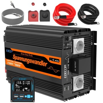 PRZETWORNICA FALOWNIK INWERTER 7000W CZYSTA FALA SINUSOIDALNA 12V 230V USB