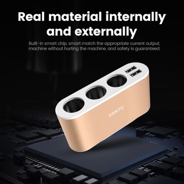 Разветвитель гнезда прикуривателя B08 - 3 розетки + 2xUSB - 3,1А 120Вт с дисплеем