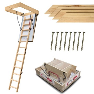 Schody Strychowe EXTREME 76mm 100x70 0,55 W/m2K WYŁAZ Wkręty Listwy ZESTAW