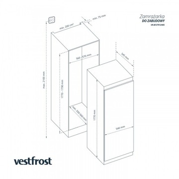 Встраиваемая морозильная камера VestFrost VR-BF27912H1S