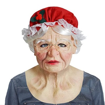 Pani Santa Claus Realistyczna maska kobiet Świąteczna maska babci
