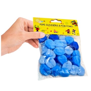 KOLOROWE POMPONY NIEBIESKIE OZDOBNE ARTYKUŁY