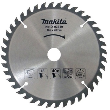 piła tarczowa HM do cięcia drewna 165/20/2,0mm, 40 zębów, Makita [D-03349]