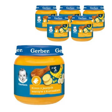 ZESTAW 6X GERBER OBIADEK KURCZAK W KREMIE Z JASNYCH WARZYW 125 G