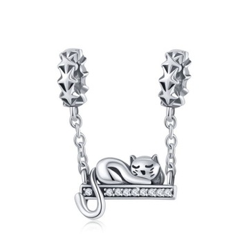 G010 Kot łańcuszek charms zawieszka srebro 925