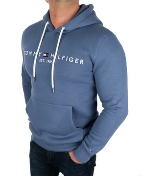 BLUZA TOMMY HILFIGER MĘSKA KLASYCZNA NIEBIESKA INDYGO Z KAPTUREM M