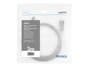 LogiLink UA0336 USB-C — переходной кабель DisplyPort 1.2, черный, 3 м