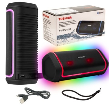 Toshiba Přenosný Bezdrátový Reproduktor Bluetooth Led IP67 Usb Tws Malý