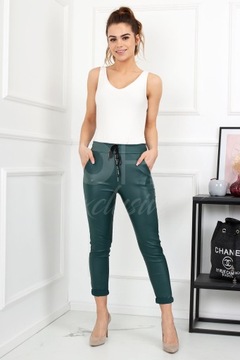 Штаны с высоким содержанием резиновая кожа цвета 38 м 2334