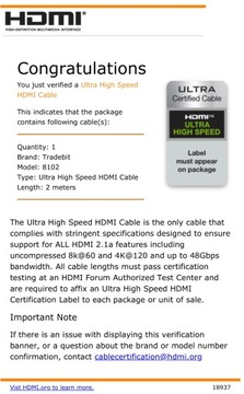 Kabel HDMI 2.1 8K 60Hz 4K 120Hz Certyfikowany 2m