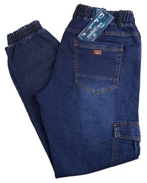 SPODNIE MĘSKIE JOGGERY JEANSOWE BOJÓWKI DŻINS ŚCIĄGACZ DUŻE 45 PAS 106-132