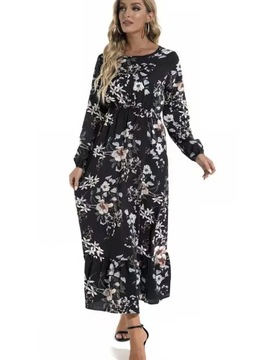 Autumn/New Floral Long Sleeve Dresses Round Neck H